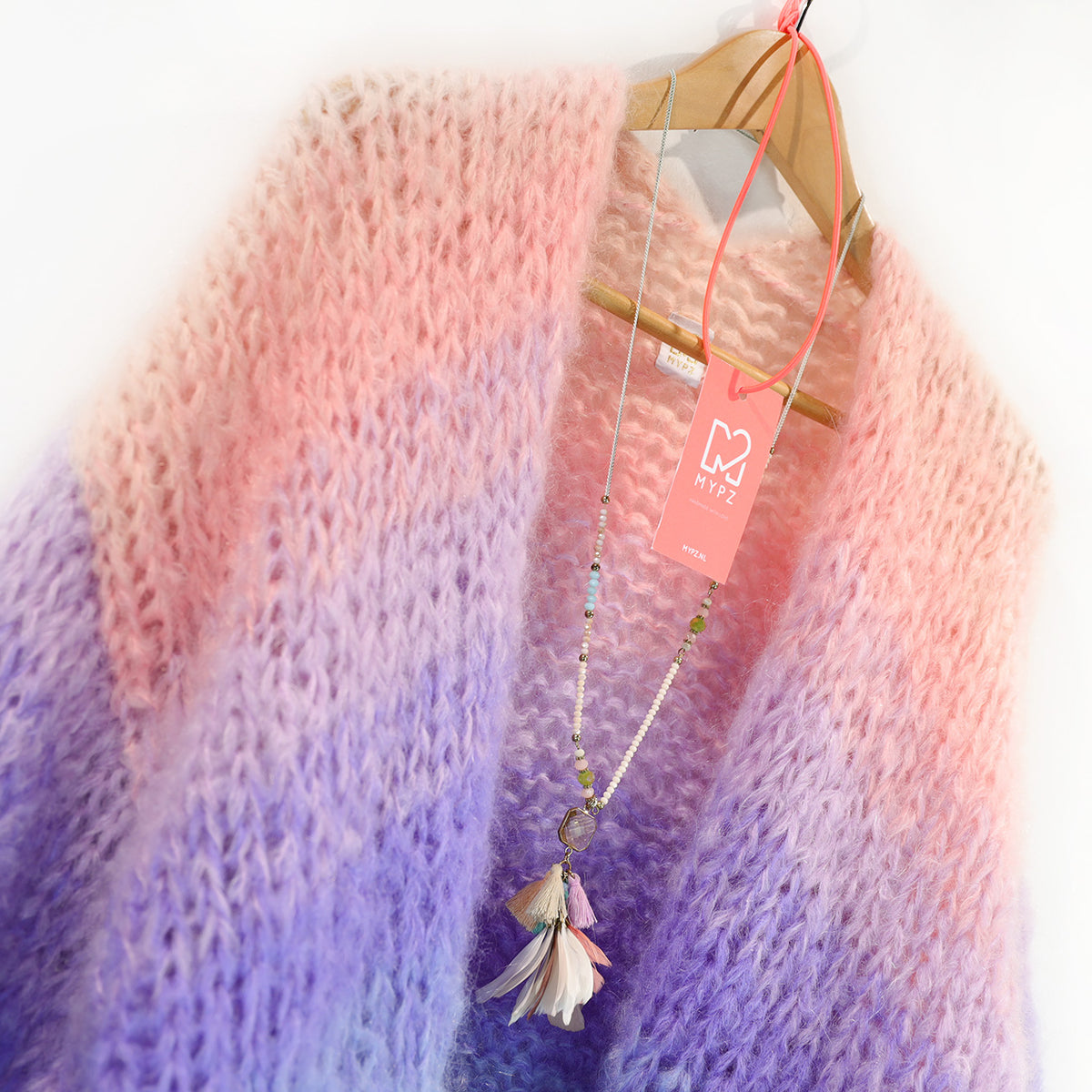 Knit pattern – MYPZ short chunky Mohair cardigan Blue Sky No15 Dutch (NL), English (ENG), German (DE), French (FR), Spanish (ES), Norwegian (NO), Danish (DA), Swedish (SV), Italian (IT)