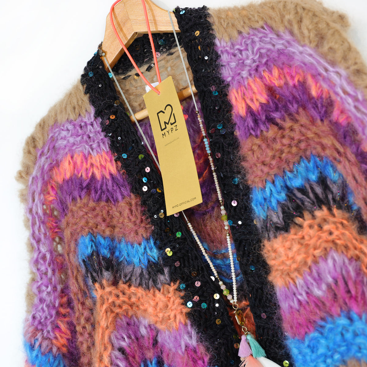 MYPZ Short Chunky Mohair Cardigan Maple Wave No12