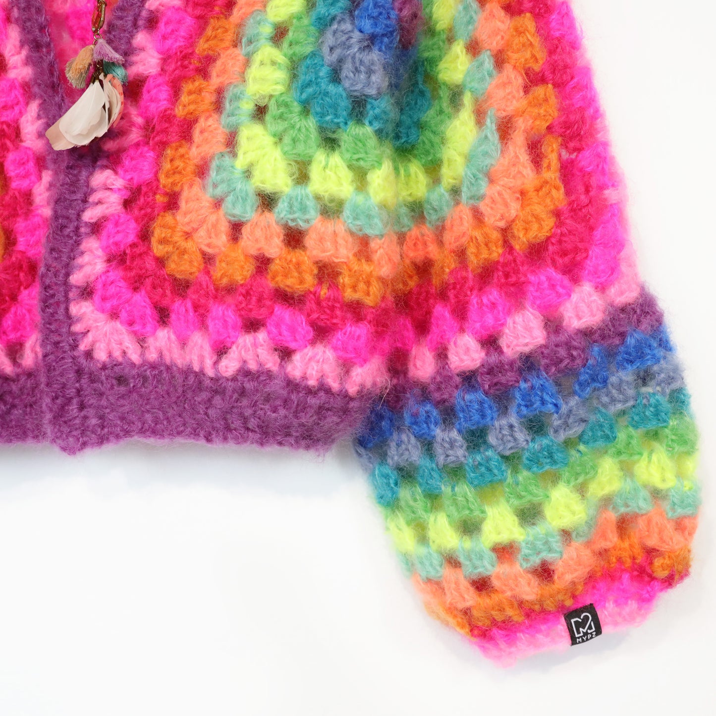 Crochet kit – MYPZ Hexagon Mohair Cardigan Rainbow (ENG-NL-DE)
