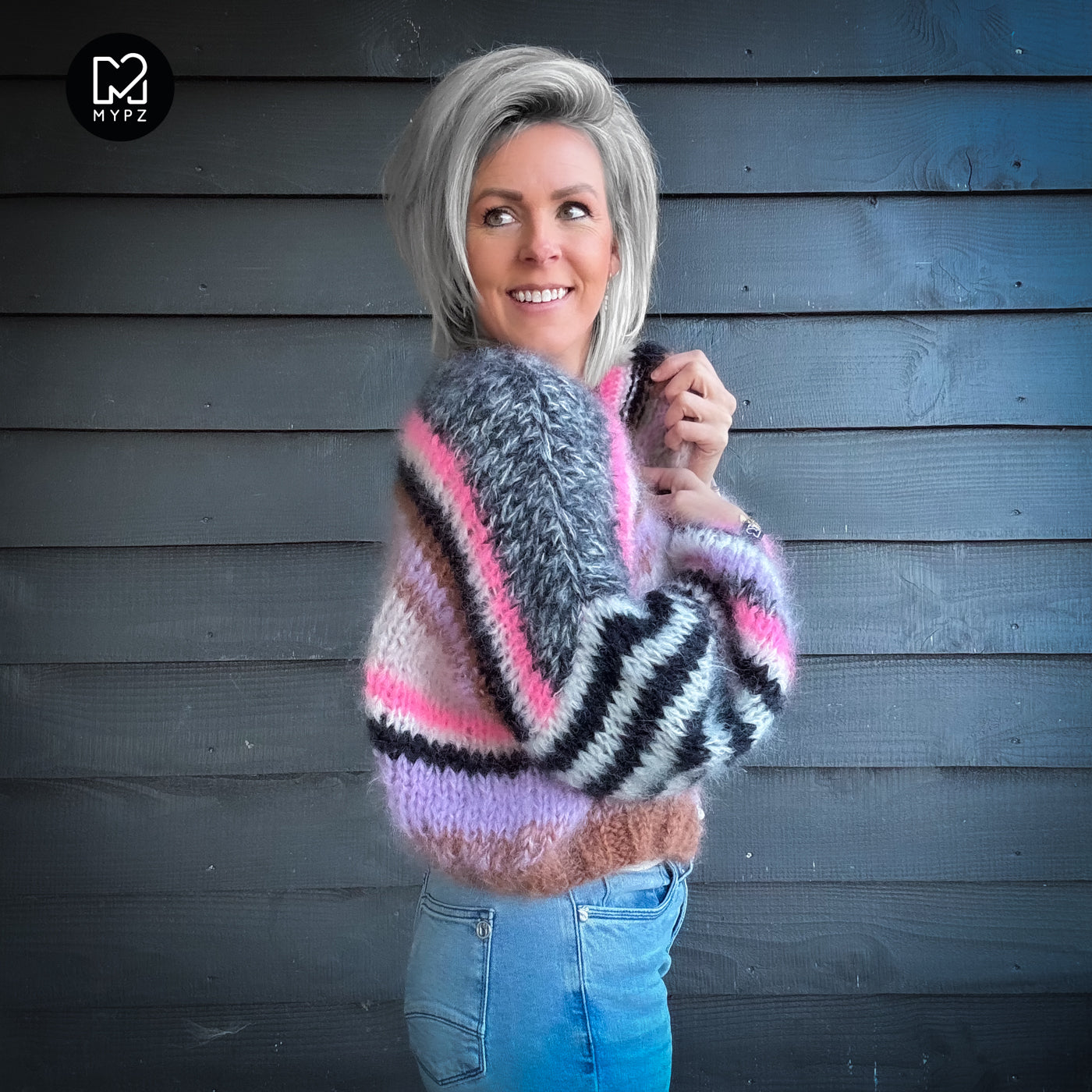 Knit pattern – Short Chunky Mohair Cardigan Alex No.12 (ENG-NL-DE)