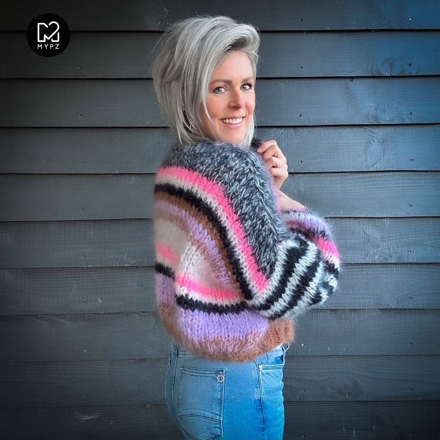 Knit pattern – Short Chunky Mohair Cardigan Alex No.12 (ENG-NL-DE)