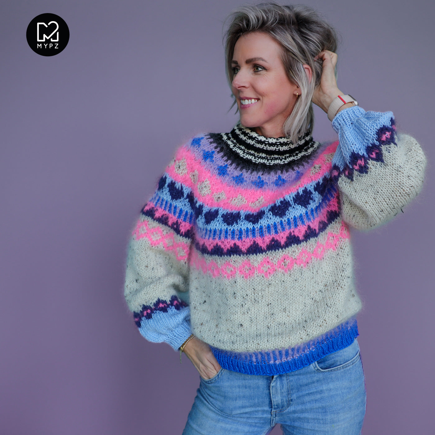 Knit pattern – MYPZ top-down sweater Blue Heart No6 (ENG-NL-DE)