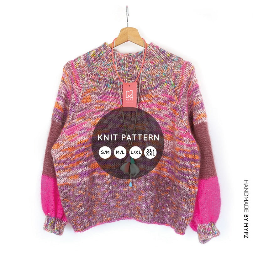 Knitting pattern – MYPZ Raglan top-down sweater Pinky brown No6 (ENG-NL)
