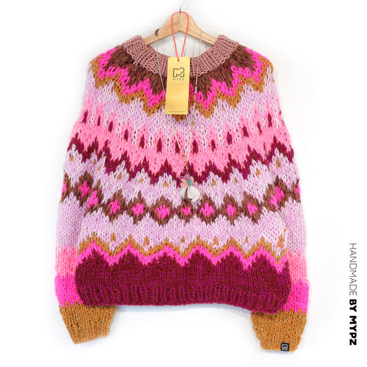 Knitting Kit – MYPZ Chunky Topdown Alpaca Pullover Raspberry No.12 (ENG-DE-NL-ES-FR-IT-DA-SV-NO)
