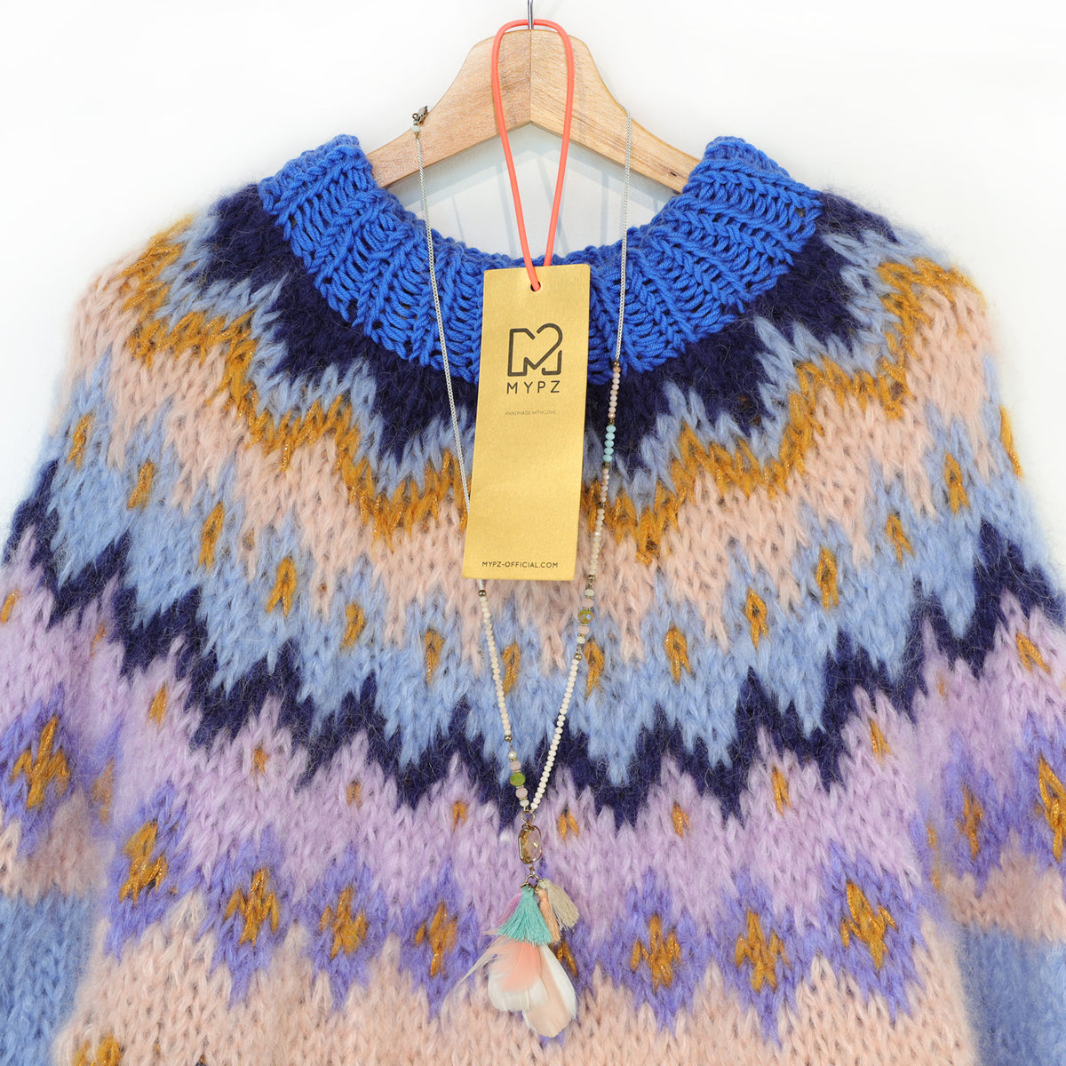 MYPZ  Chunky Topdown Mohair Pullover Blueberry