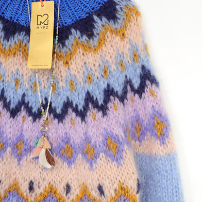 MYPZ  Chunky Topdown Mohair Pullover Blueberry