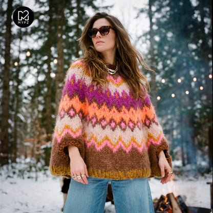 Knitting Kit – MYPZ Chunky Topdown Mohair Poncho Brownberry No.12 (ENG-DE-NL-ES-FR-IT-DA-SV-NO)