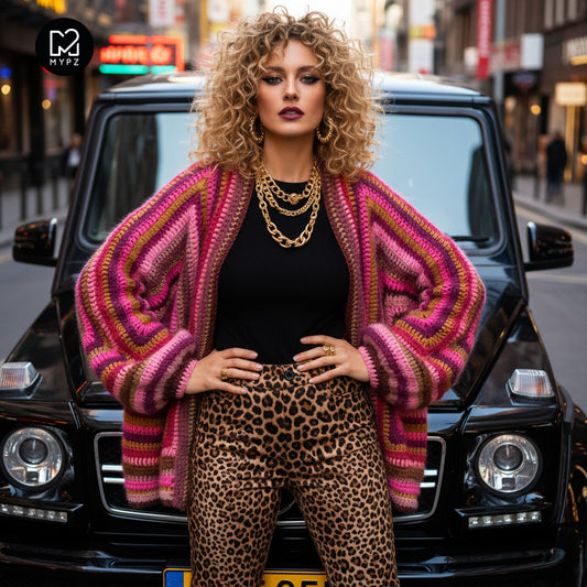 Crochet kit - MYPZ Hexagon Cardigan Burgundy (ENG-NL-DE)