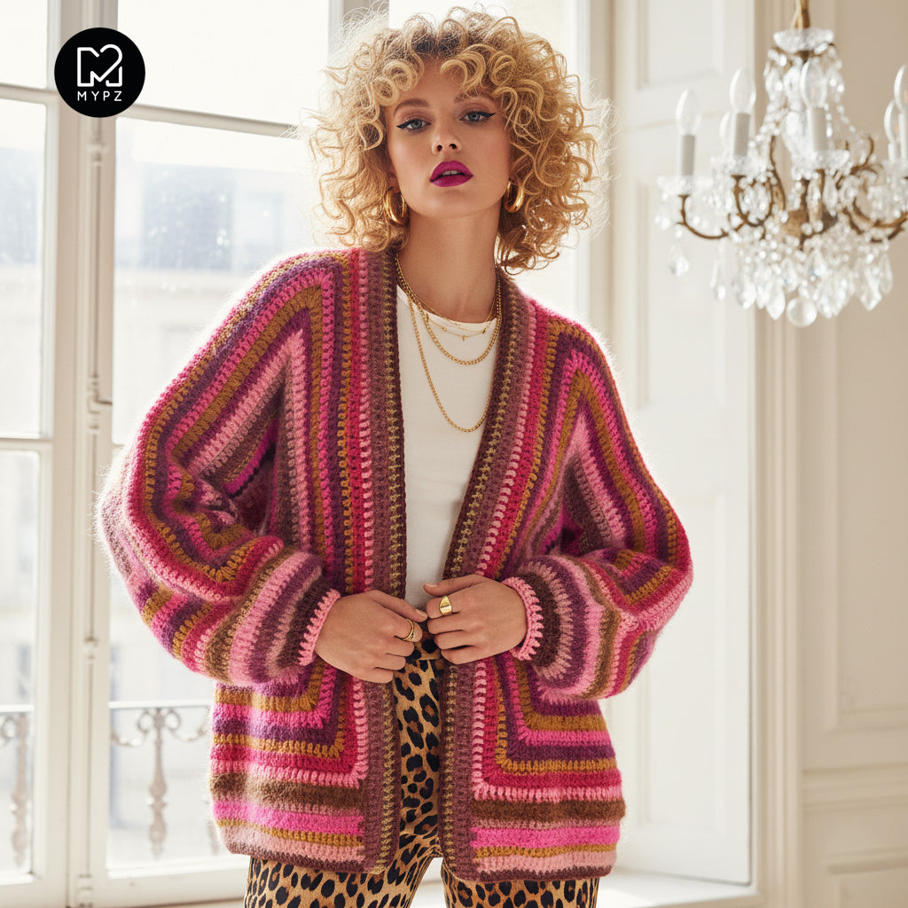 Crochet kit - MYPZ Hexagon Cardigan Burgundy (ENG-NL-DE)