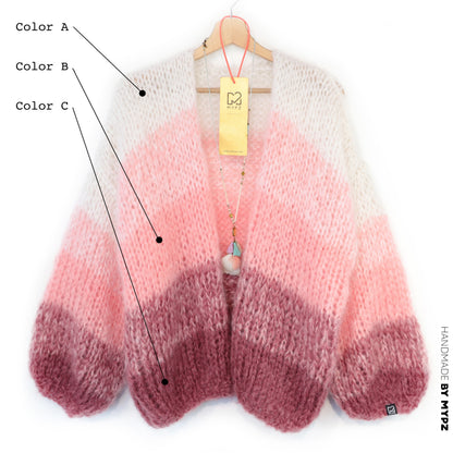 Design your own kit - Knitting Kit MYPZ Chunky Mohair Cardigan Gradient  No.15 (ENG-NL-DE)