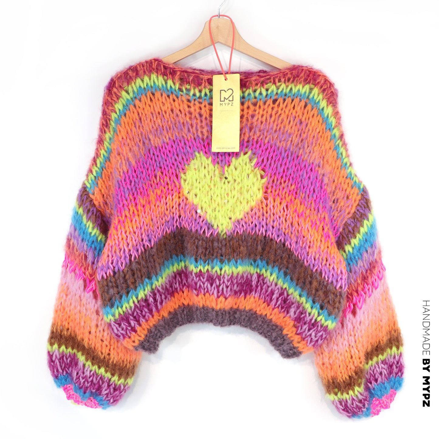 MYPZ Short Chunky Mohair Pullover Neon Hearts