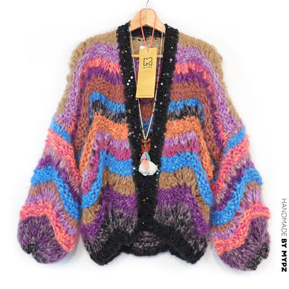 MYPZ Short Chunky Mohair Cardigan Maple Wave No12