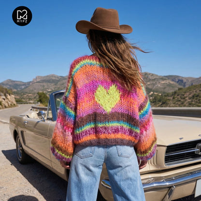 MYPZ Short Chunky Mohair Pullover Neon Hearts