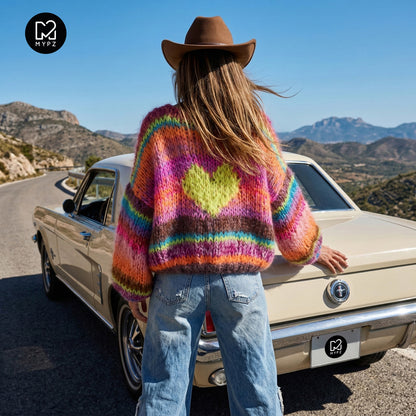 Knitting Kit – MYPZ Short Chunky Pullover Neon Hearts No15 (ENG-NL-DE)