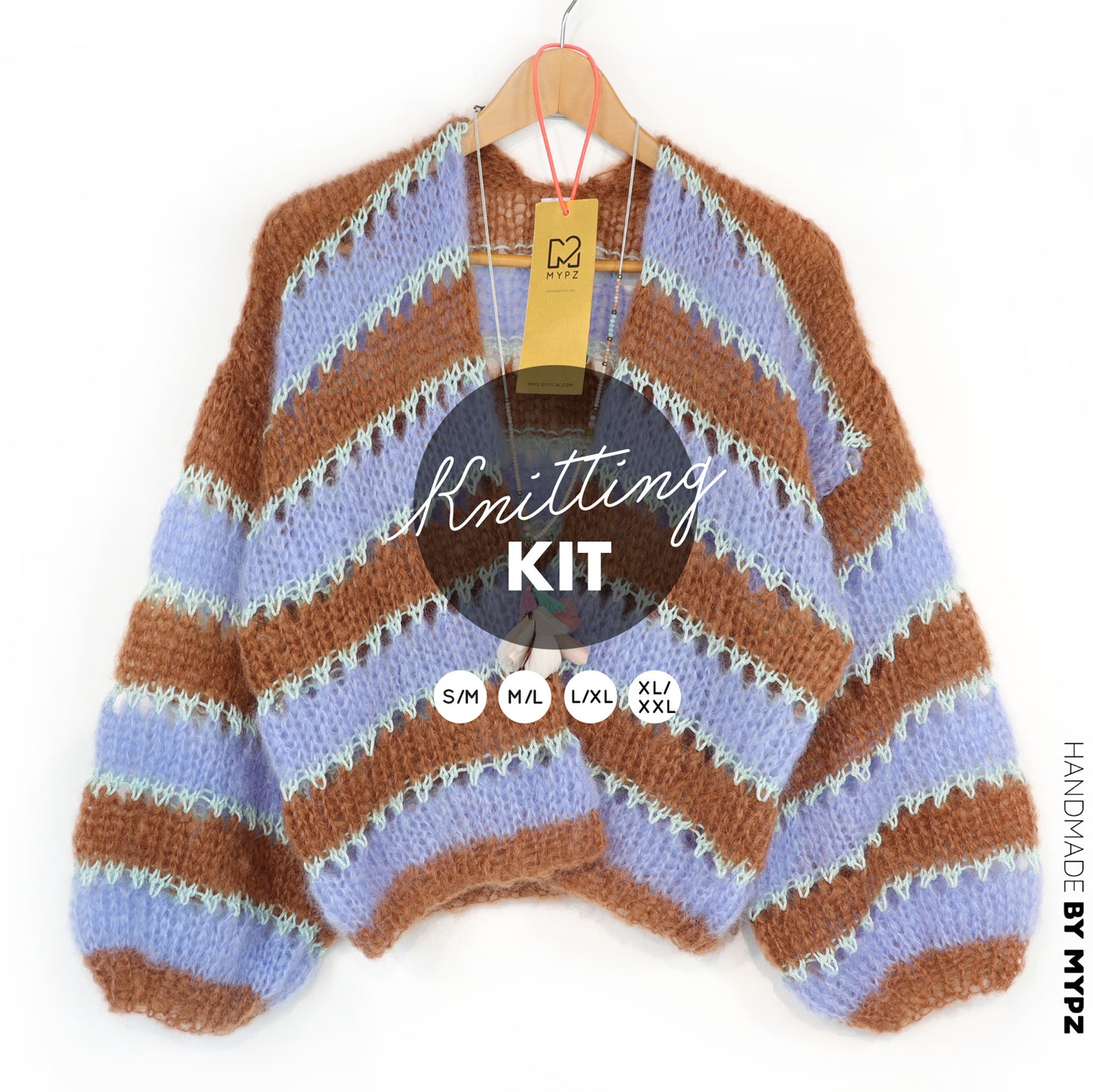 Knitting kit – MYPZ Light Mohair Cardigan Royal Coco No10 (ENG-NL-DE)