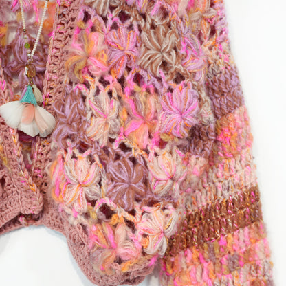Crochet kit - MYPZ Short Wildflower cardigan Pecan (ENG-DE-NL-ES-FR-IT-DA-SV-NO)
