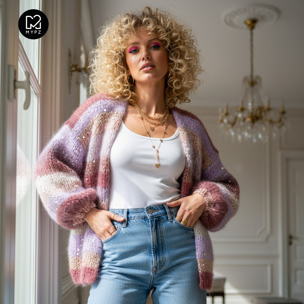 Knitting Pattern – Chunky Mohair Cardigan Whisper Rose No.12 (ENG-NL-DE)