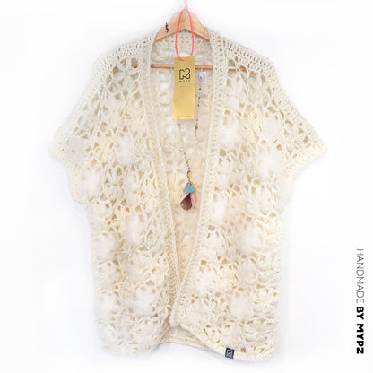 Crochet kit - MYPZ Wildflower cardigan Shades of White (ENG-NL-DE-FR-ES)