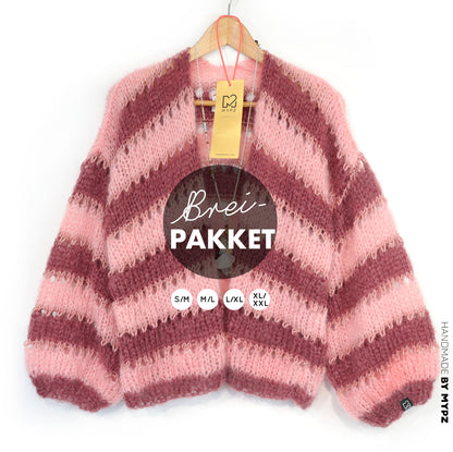Knitting kit – MYPZ Short Light Mohair Cardigan Rose Burgundy No10 (ENG-NL-DE-FR-ES)