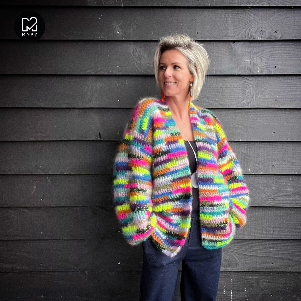Pastel Rainbow Ladies Rainbow Cardigan Uk Crochet Kit Chunky
