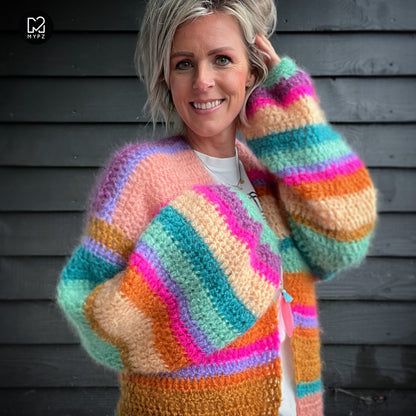 Crochet kit - Chunky Mohair cardigan Gemstone (ENG-NL)