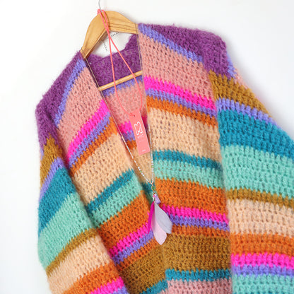 Crochet kit - Chunky Mohair cardigan Gemstone (ENG-NL)