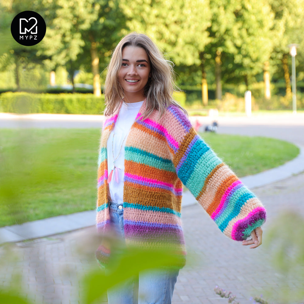 Crochet pattern - Chunky Mohair Cardigan Gemstone (ENG-NL)