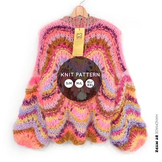 Knit pattern – Chunky Mohair Pullover Colorflow Wave No.12 (ENG-NL-DE)