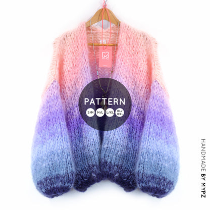 Knit pattern – MYPZ short chunky Mohair cardigan Blue Sky No15 (ENG-NL-DE)