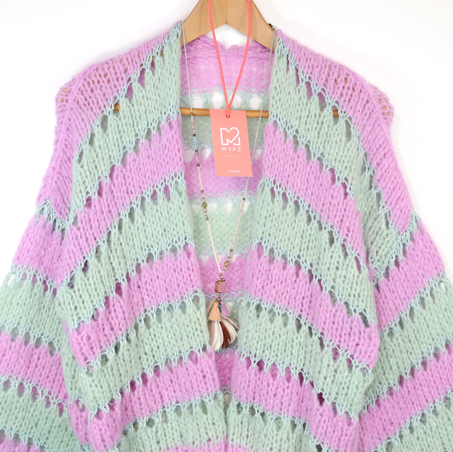 Knitting kit – MYPZ Light Alpaca Cardigan Minty Blush No.10 (ENG-NL-DE)