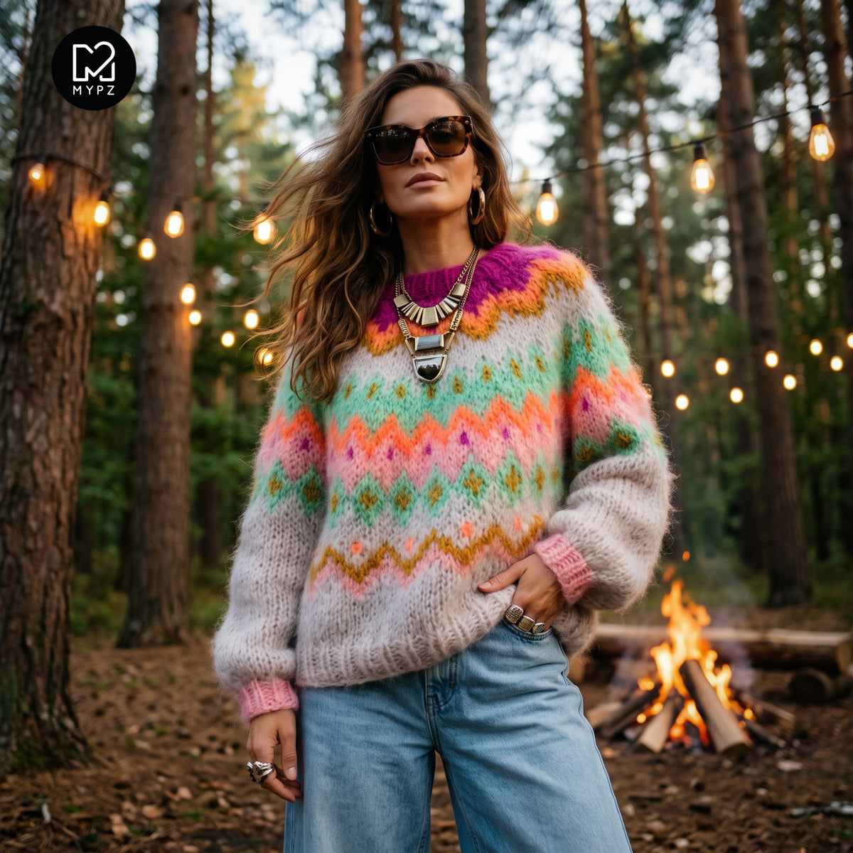 MYPZ Chunky top-down Sweater Snowberry