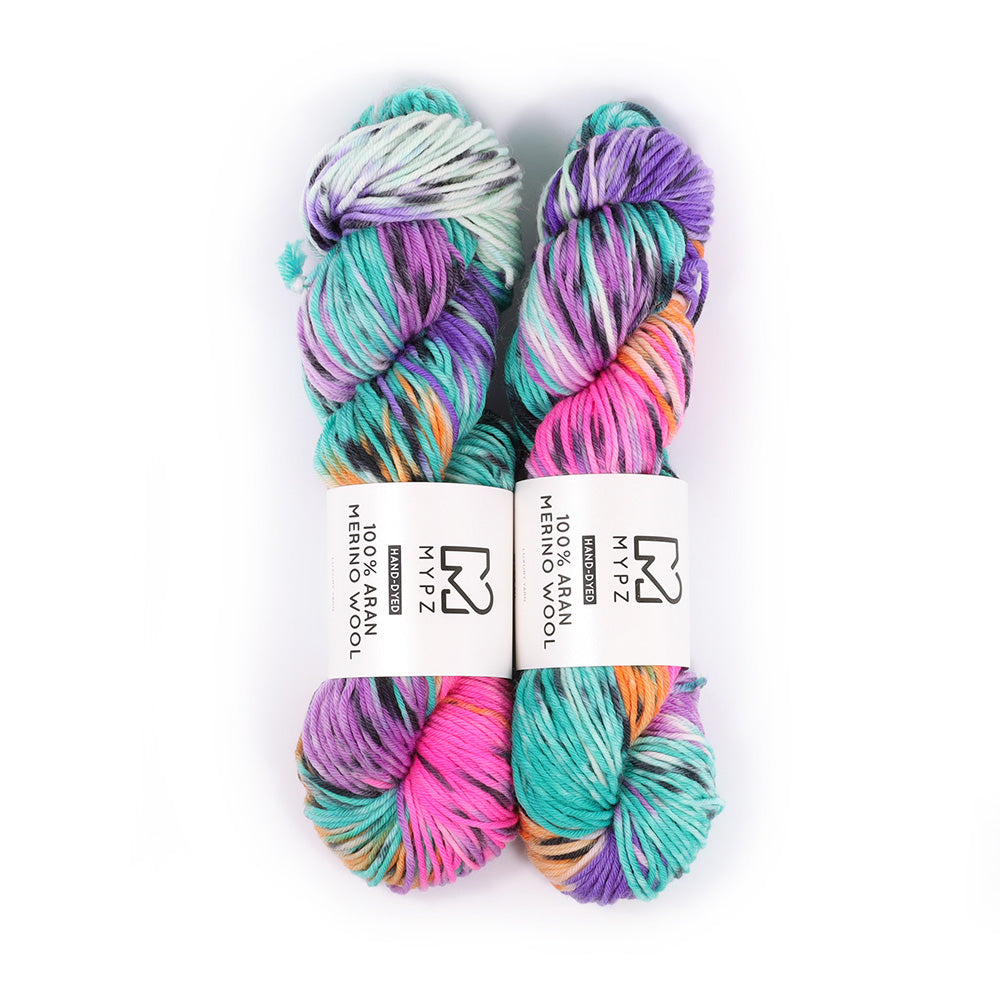 MYPZ Hand-dyed 100% Aran Merino Wool – Speckled Ibiza