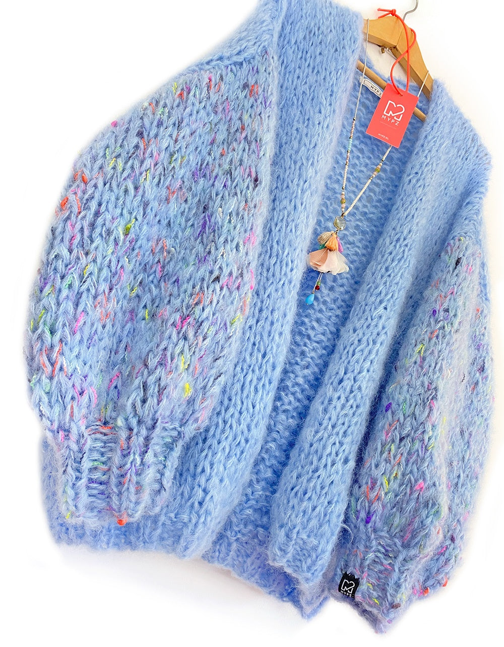 MYPZ basic chunky mohair cardigan Bubble Blue no15