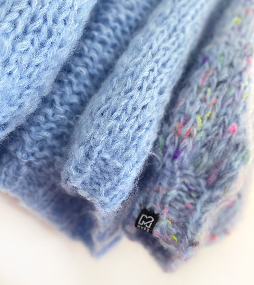 MYPZ basic chunky mohair cardigan Bubble Blue no15