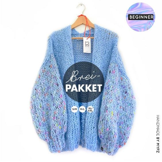 MYPZ breipakket basic chunky mohair cardigan Bubble Blue no15