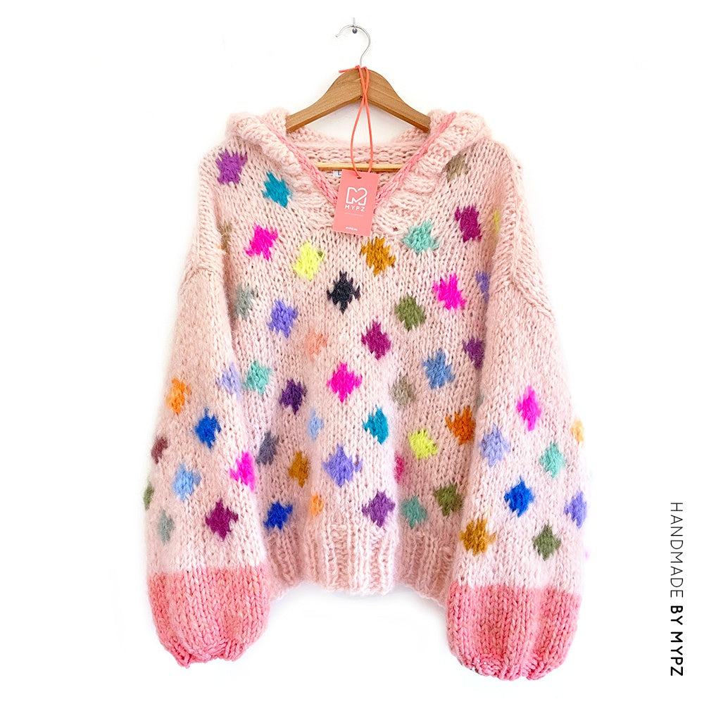 MYPZ chunky mohair dots pullover with hoodie NO9