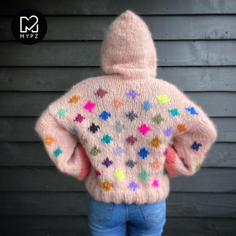 MYPZ chunky mohair dots pullover with hoodie NO9