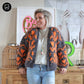 MYPZ Chunky bomber Cardigan Tulips Orange/Black