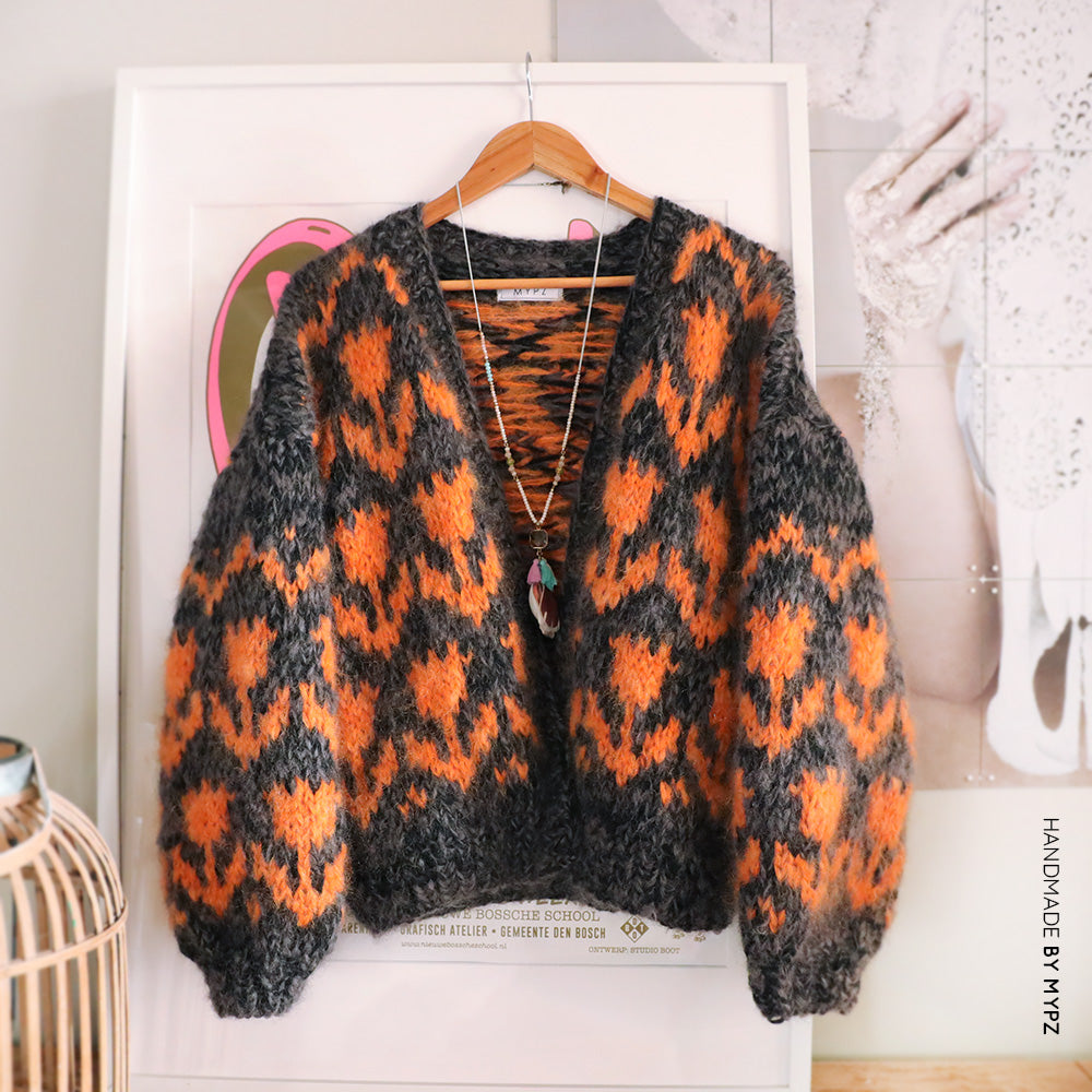 Orange and deals black cardigan