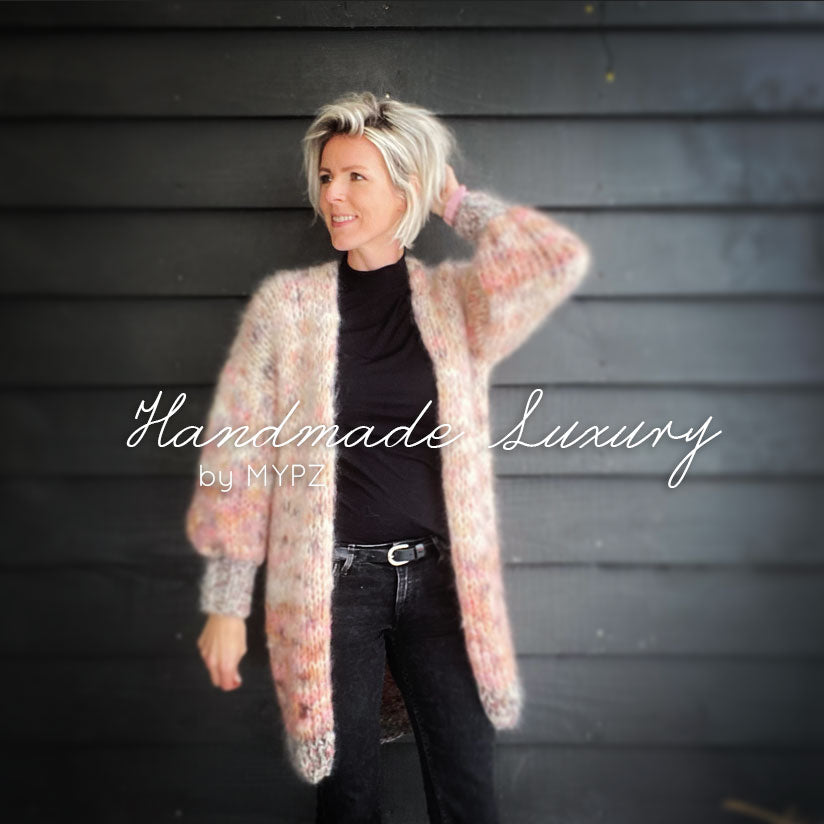 MYPZ half long chunky mohair cardigan Brown Love