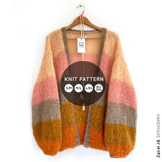 MYPZ Knit pattern Basic Light Mohair Cardigan Orange